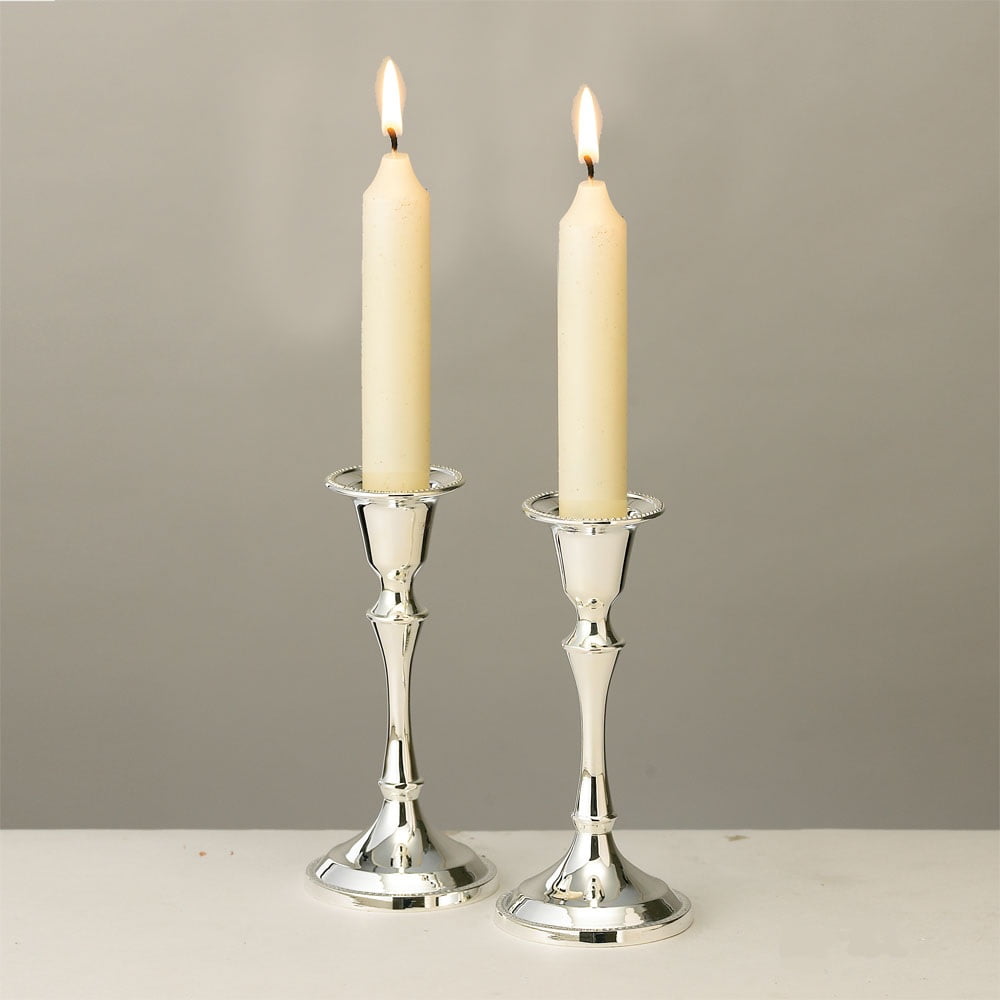 Rite Lite 5.25" Sabbath Plated Candle Stick Set Silver