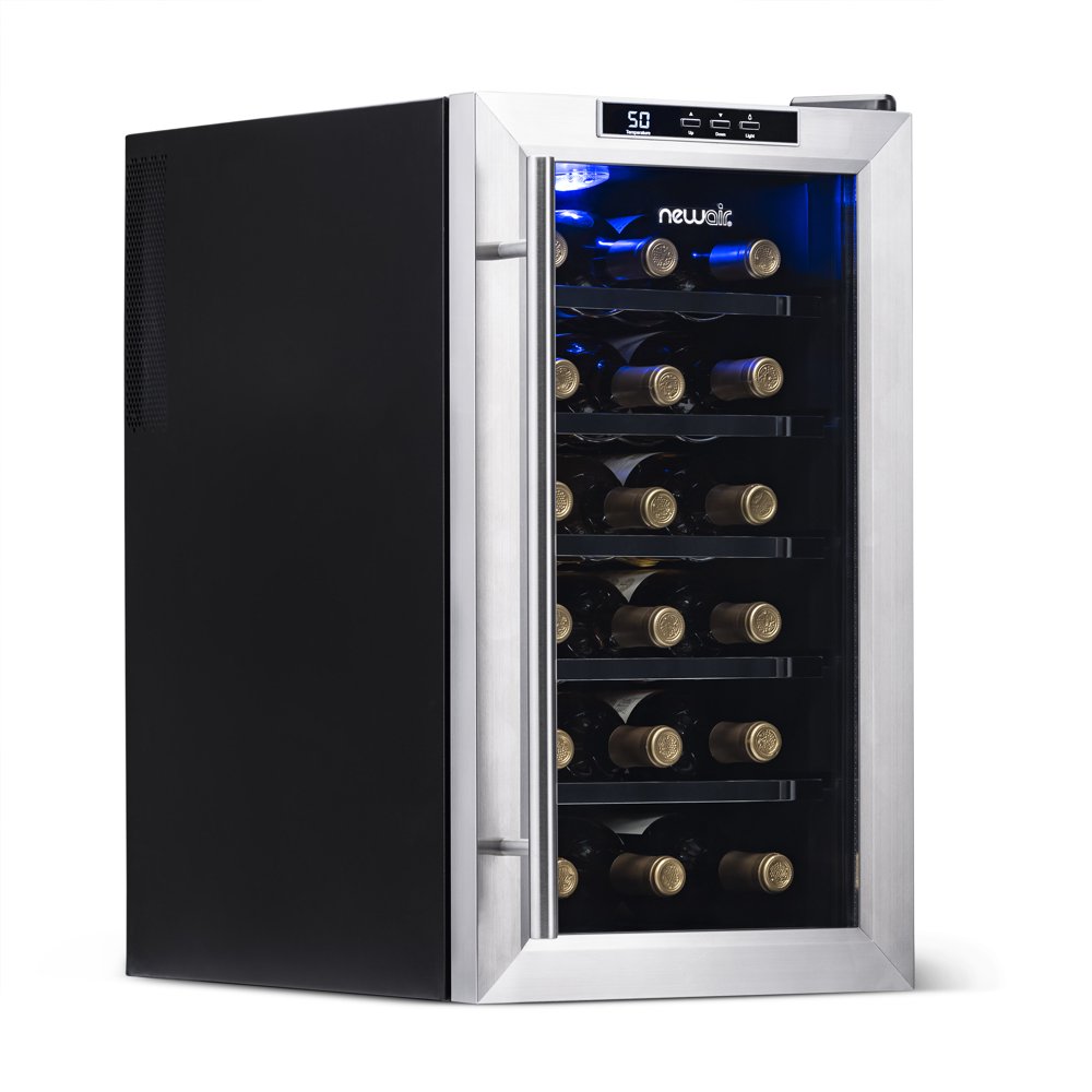NewAir Silent Wine Cooler 18 Bottle Freestanding Compact Fridge, AW