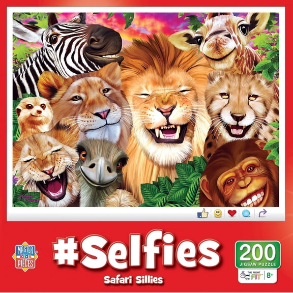 MasterPieces Safari Sillies 200 Piece Jigsaw Puzzle for Kids Ages 8  - Fun Animal Selfie Theme