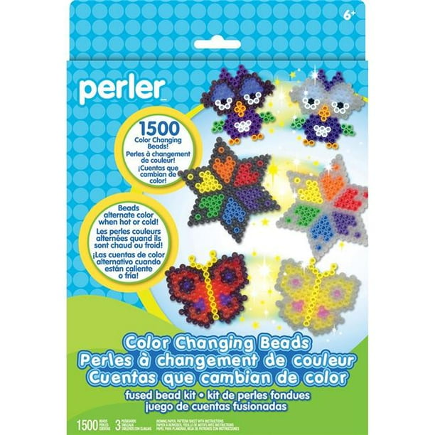 Perler Fused Bead Kit, Color Changing Beads, 1500 Pieces and 3