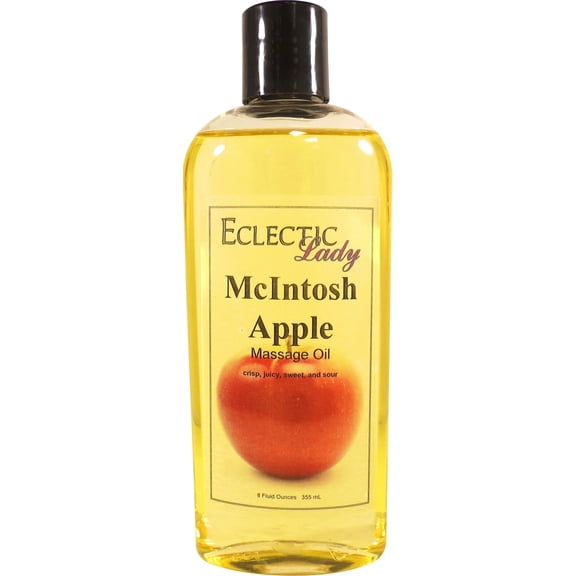 McIntosh Apple Massage Oil by Eclectic Lady, 8 oz, Sweet Almond Oil and Jojoba Oil