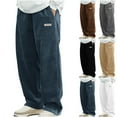 thumbnail image 2 of Havenre Mens Corduroy Pants Fashion Loose Fit Wide Leg Trousers Casual Straight Leg Sweatpants Elastic Waist Drawstring Going Out Pants with Pockets White#01 L, 2 of 7