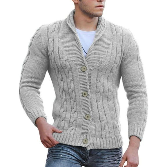 Vedolay Men's Cardigan Sweater Winter Long Sleeve Cardigan Cover Up Grey,XL
