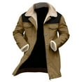 thumbnail image 6 of Atogsazn Mens Sherpa Lined Trench Coat Casual Fleece Ling Sleeve Button Jacket Winter Thick Warm Tops Brown XXXL Fashion, 6 of 9