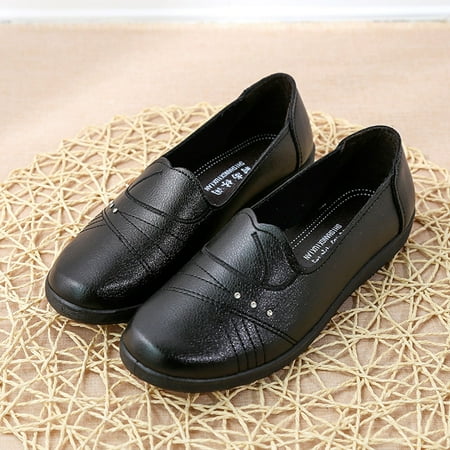 

Medcursor Fashion Women Breathable Solid Color Flat Round Toe Comfortable Slip On Casual Single Shoes