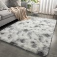 thumbnail image 2 of Rug Merelax - Alfombra de felpa suave (152 x 244 cm), color gris y blanco, 2 of 8
