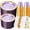 Purple, variant on 350PCS Purple Plastic Dinnerware Set for 50 Guests, Gold Disposable Party Plates, Includes 100 Plates, 50 Pre-Rolled Napkins with Silverware, 50 Cups for Events, Weddings, and Celebrations