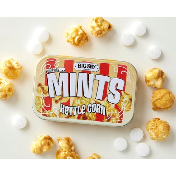 Big Sky Mints Kettle Corn Tin, Sugar Free, Kosher Certified, Gluten Free, 1.76 oz