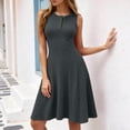 thumbnail image 7 of Oksale Ribbed Knit Dresses for Women Summer Trendy Henley Neck Flowy A Line Dress Cozy Sleeveless Mini Dresses Dark Gray L, 7 of 7