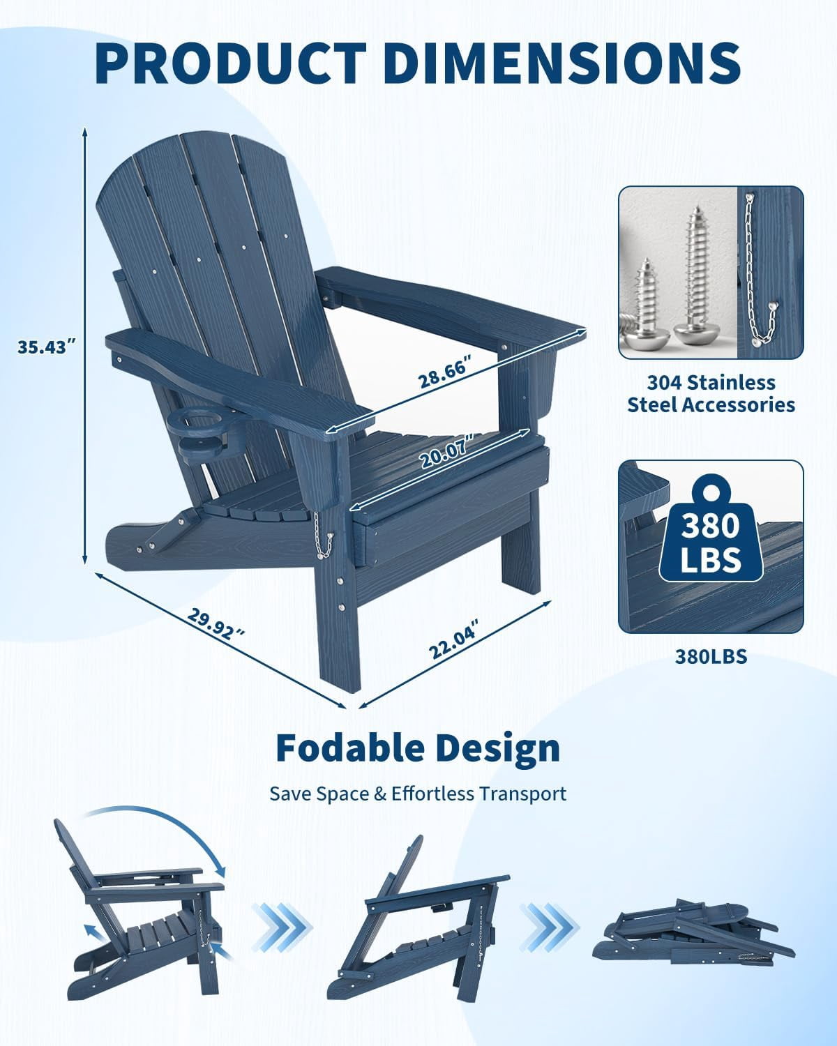 GOGRANT Adirondack Chairs, Blue