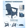 thumbnail image 2 of Folding Adirondack Chair Set of 4, HDPE Outdoor Patio Chair with Cup Holder, All Weather Resistent Wooden Textured for patios, Decks, Gardens, fire Pit, Navy Blue, 2 of 9
