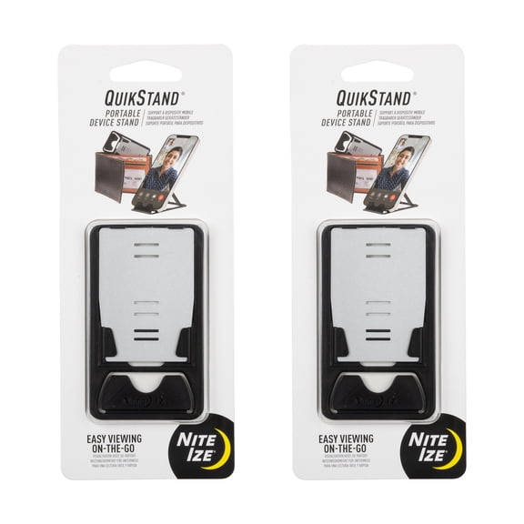 Nite Ize QuikStand Portable Device Stand - Adjustable Phone Holder for Tabletop - Portable Device Stand for Traveling - Lightweight & Universal Design for Phones - 2 Pack