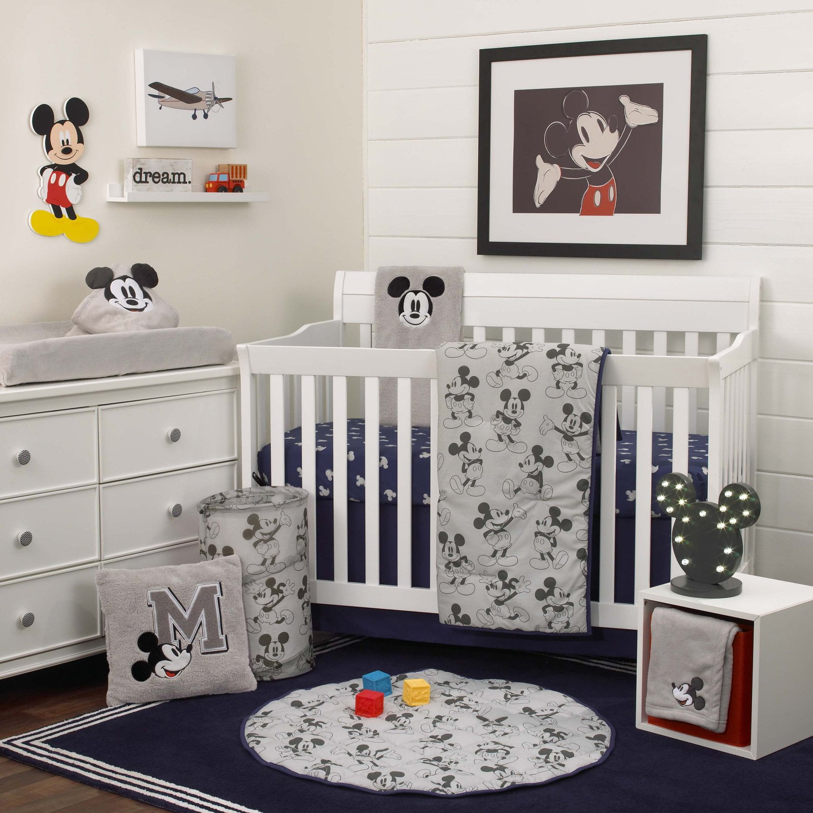 Disney Mickey Mouse Round Pop Up Laundry Hamper Gray and Black