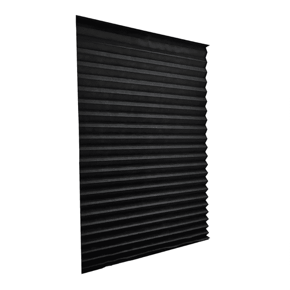 Cordless Blackout Pleated Fabric Shade Window Shades Blinds Darkening Temporary Light Filtering Pleated Paper Shade 2pcs,2 x Blackout Pleated Fabric 4 x Clip,Black