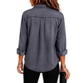 thumbnail image 4 of Stralyhd Jean Jacket Women Long Sleeve Fall Retro Denim Jackets Short Lapel Jean Coats Button Down Denim Shirt with Chest Pockets Gray M, 4 of 6