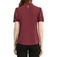 thumbnail image 4 of Allegra K Women's Keyhole Short Puff Sleeves Mock Neck Casual Blouses, 4 of 7