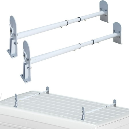 BENTISM Roof Ladder Rack Van Ladder Rack 34.6 -56  Adjustable 2 Bars 331 Lbs White