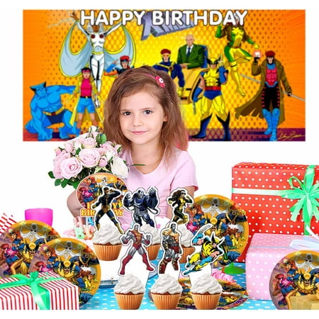 X-Men X Men Party Supplies Plates Decorations Birthday Cake Topper Banner Decor Backdrop Balloons
