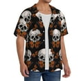 thumbnail image 4 of Xecao offers the Butterfly Skull for Men's Casual Short-sleeved Shirt, a button-up collared shirt with a pocket, perfect for beach vacations and yacht travel in the 3X-Large size., 4 of 7