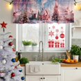 thumbnail image 5 of Pink Christmas Curtain Valances for Windows, Kitchen Valance Window Treatments Panel 2 Pack, Xmas Tree Farmhouse Snowflake Rod Pocket Short Curtains for Bathroom Bedroom 54 x 18 Inch, 5 of 8