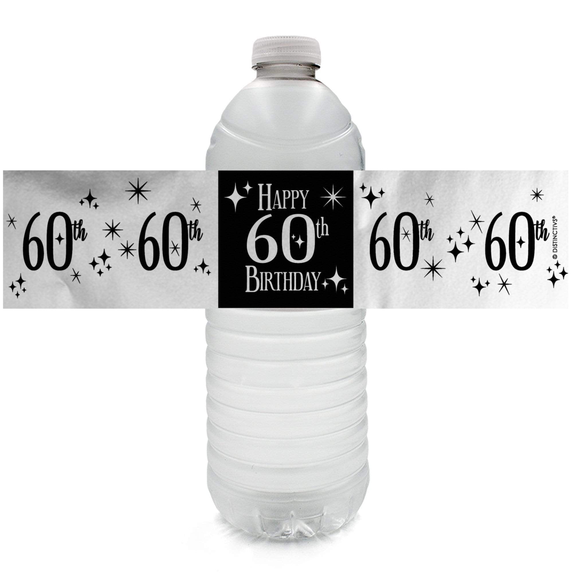 Black and Silver 60th Birthday Party Favor Stickers Shiny Foil 180 Labels 