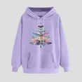 thumbnail image 2 of Fartey Womens Graphic Hoodies Loose Fit Long Sleeve Drop Shoulder Pullover Sweatshirt Casual Drawstring Hooded Sweatshirts with Pockets Purple 2XL, 2 of 6