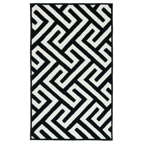 SAFAVIEH Four Seasons Mihail Geometric Area Rug, Ivory/Black, 3'6" x 5'6"