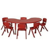 Early Childhood Resources ELR14407P6X12-RD 65 in. Kidney Resin Activity Table with 6 x 12 in. Chairs, Red