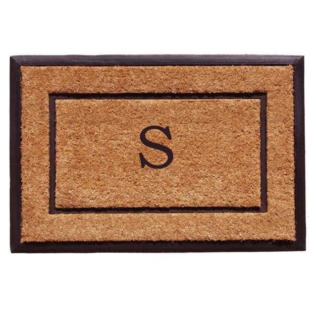 Calloway Mills 101632436S 24 x 36 in. The General Monogram Rectangular Doormat, Natural & Black - Letter S