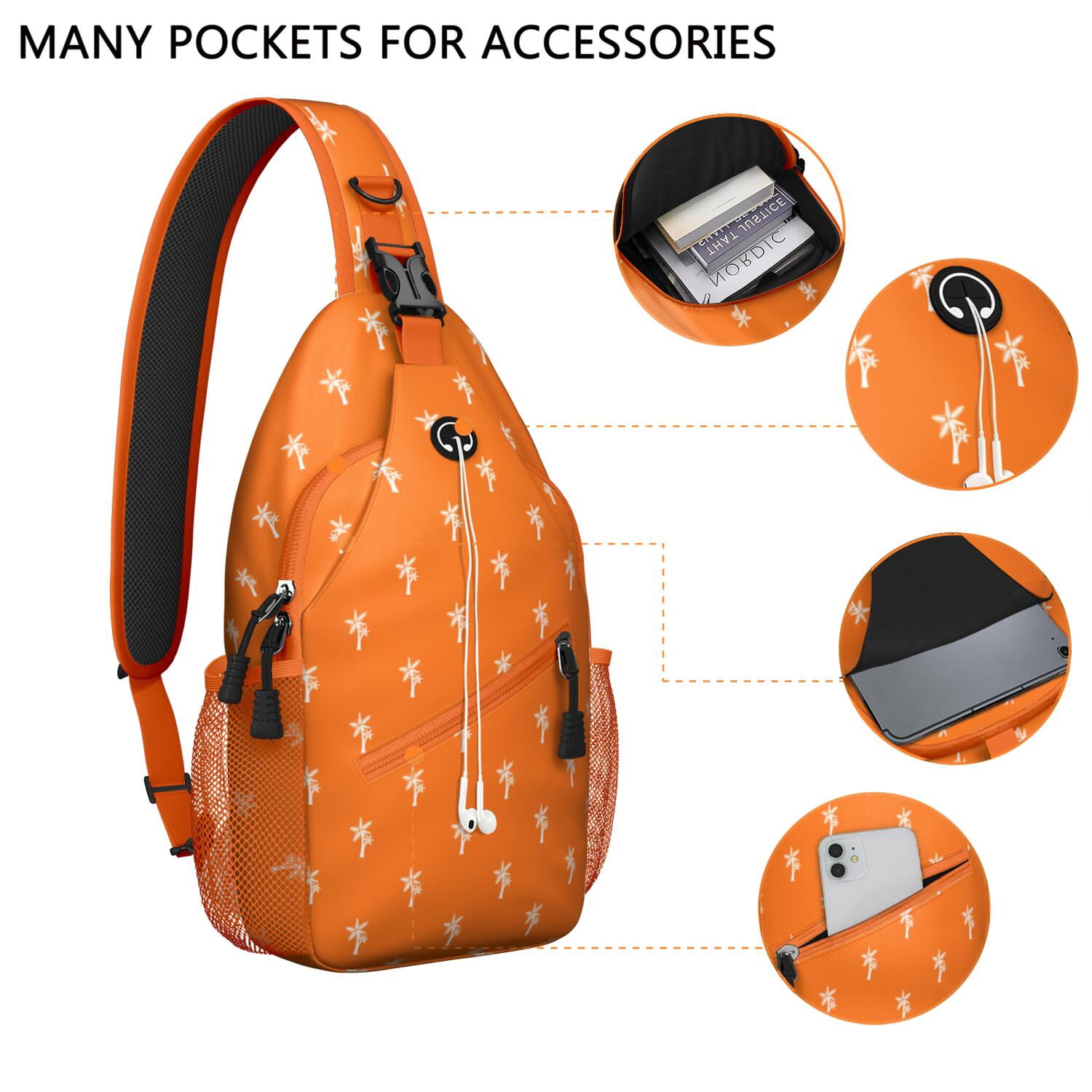 Tropical Palm Trees Sling Bag for Men & Women - Vibrant Anti-Theft Crossbody Bag with Spacious Pockets - Durable Travel Backpack for Hiking, Biking, Commuting