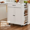 thumbnail image 6 of Kitchen Island Cart on Wheels with 2 Drawers, 1 Shelf & Built-in Charging Station, Mobile Rolling Storage Cabinet for Kitchen, Dining Room, Countertop Extension, Butcher Block Top, Easy Assembly, 6 of 7