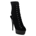 thumbnail image 2 of *6" Heel, 1 3/4" PF Open Toe/Heel Lace-Up Bootie, Side Zip - Blk Suede/Blk Matte, 7, 2 of 5