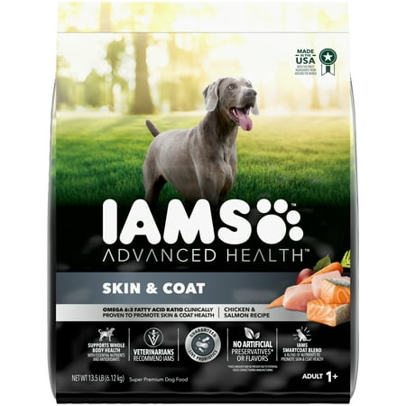 IAMS Advanced Health Skin & Coat Chicken and Salmon Recipe Dry Dog Food for Adult Dog, 13.5 lbs Bag