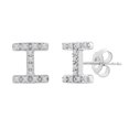 thumbnail image 5 of Natalia Drake Initial 1/10 Cttw Diamond Stud Earrings for Men or Women in Rhodium Plated Sterling Silver Letter I (Color H-I / Clarity I1-I2), 5 of 5