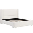 thumbnail image 6 of Queen Upholstered Platform Bed with Wingback Headboard, No Box Spring Needed, Soft Fabric, Modern White Bed Frame for Bedroom, 6 of 8