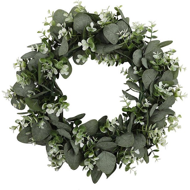 Decorative Artificial Green Eucalyptus Leaf Wreath Faux Green Wreath for Wall
