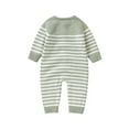 thumbnail image 4 of LIIPEE Girls Romper Long Sleeve Jumpsuit With Cute Stripe Pattern And Two Front Pockets Soft Warm Infant Baby Toddler Bodysuit Fall Winter Comfortable Breathable Daily Onesie,Light Green,9-12 Months, 4 of 9