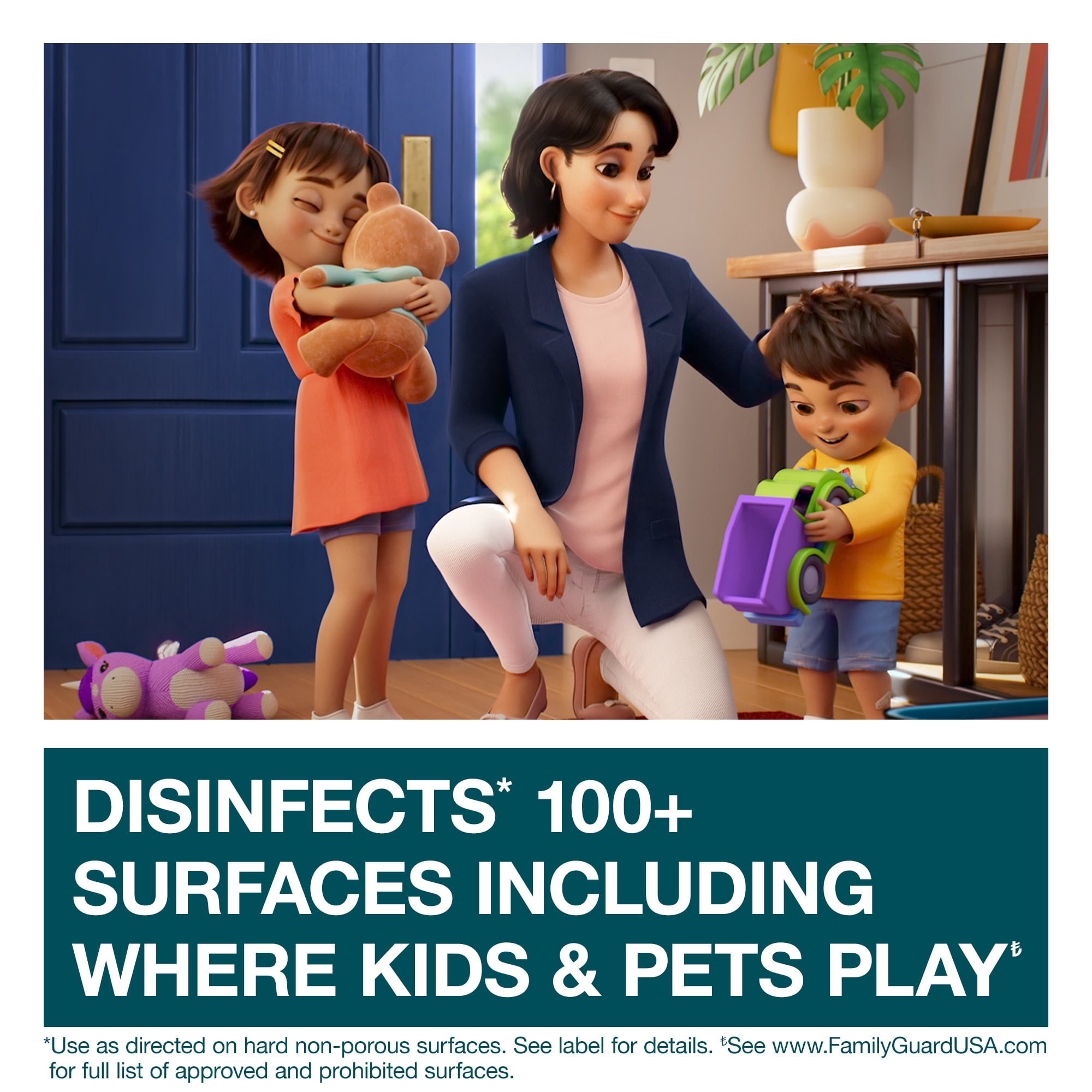 (2 pack) FamilyGuard Brand Disinfe Countant Spray 17.5 oz, Fresh. Disinfe Counts 100+ hard, non-porous surfaces including where kids & pets play.