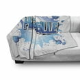 thumbnail image 3 of France Soft Flannel Fleece Throw Blanket, Marseille Text Cloud Designed as Comic Book Style on Plain Background, Cozy Plush for Indoor and Outdoor Use, 50" x 70", White and Azure Blue, by Ambesonne, 3 of 6