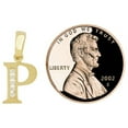 thumbnail image 5 of 14k Yellow Gold, Small Initial Capital Letter P Pendant Charm Created CZ 8mm Wide NO Necklace, 5 of 8