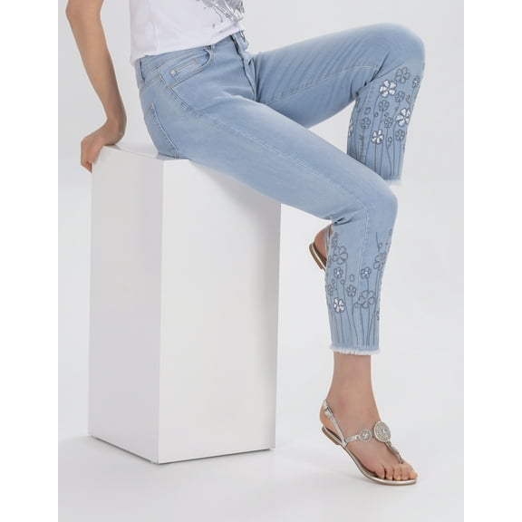 Dolcezza: Flower Petal Embroidered Stretch Denim (1 Left!)