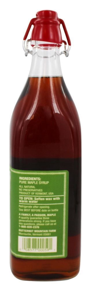 Butternut Mountain Farm Clasped Top Maple Syrup- Glass 34Oz, 34 Oz