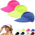 thumbnail image 2 of HuangHuanChen 3pc Sun Visor Hat for Women Wide Brim UPF 50+ UV Protection Lightweight Foldable Ponytail Cap Summer Sun Ha Beach Hats for Women Ponytail Golf Cap Purple One Size, 2 of 7