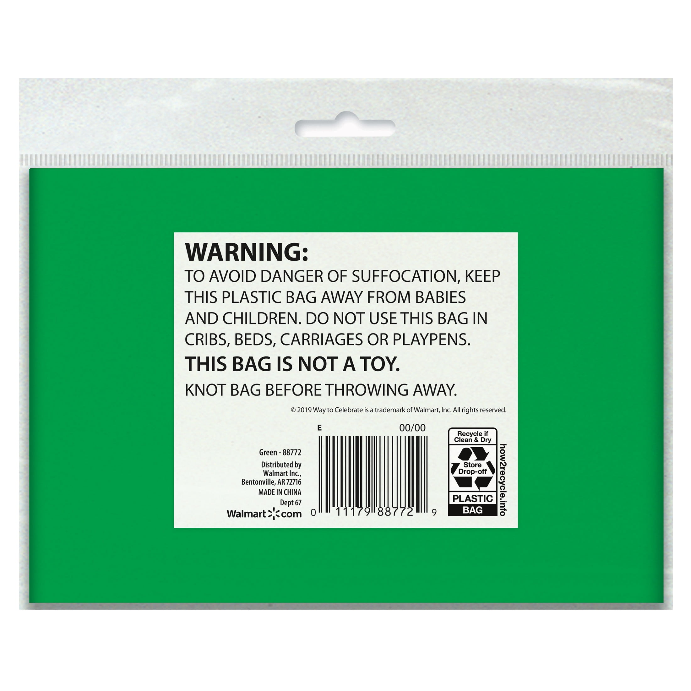 Way To Celebrate Round Plastic Table Cover, 84 in, Green, 1 Count