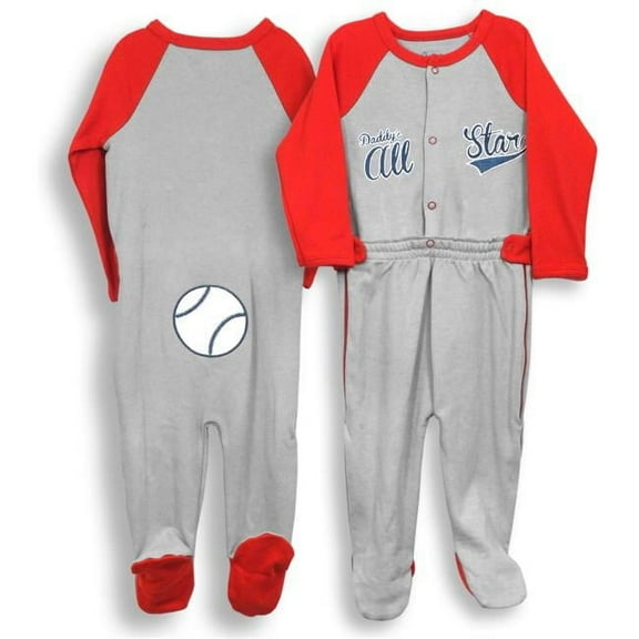 Spencers  6-9 Months Zip Leg Sleeper - Daddys All Star - Baseball, Red