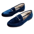 thumbnail image 2 of Sam Edelman Lior Blue Almond Toe Slip On Stacked Heel Fashion Classic Loafers (Blue Velvet Lior, 7), 2 of 7