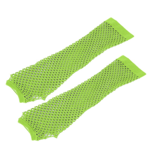 Wxq8sfgaLong Stretch Polyester Fishnet Fingerless Women Party Gloves One Size Elbow Length Mesh Costume Accessory