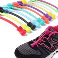 thumbnail image 4 of 1 Pair No Tie / Tie Free Elastic Shoelaces Lock Shoe Laces Strings Round Unisex Pink & white dot, 4 of 9