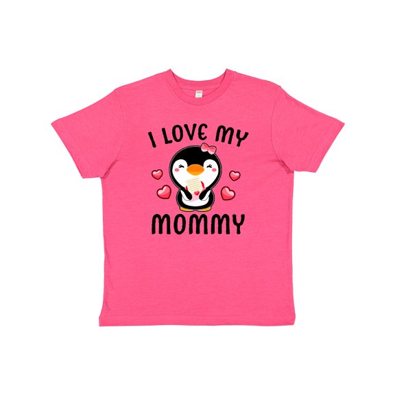 Inktastic I Love My Mommy with Cute Penguin and Hearts Youth T-Shirt