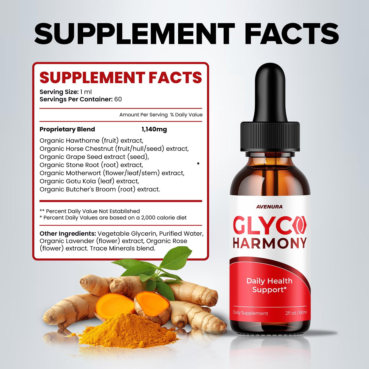Glyco Harmony Liquid Drops – GlycoHarmony Drops Extra Strength Natural Blend Healthy Organic Support, 1 Pack, 1 Month Supply
